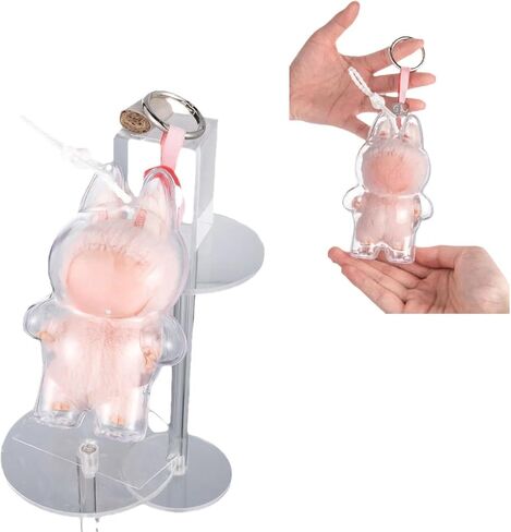 Hard Shell Display Case for Labubu 4.0 Pin for Love - Anti-Collapse Standing Protector with Anti-Lost Secure Rope - Dust-Proof Scratch-Resistant Figure Showcase for Ita Bags, Backpacks & Work Desks in Saudi Arabia
