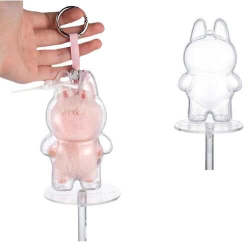 Hard Shell Display Case for Labubu 4.0 Pin for Love - Anti-Collapse Standing Protector with Anti-Lost Secure Rope - Dust-Proof Scratch-Resistant Figure Showcase for Ita Bags, Backpacks & Work Desks in Saudi Arabia