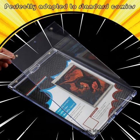 Novabright 2 Pack 12.24 x 7.52 Inch Magnetic Comic Book Clear Display Case, with 2 Vertical Foldable Stands, Comic Book Hard Protector Holders Shell UV Protection Board Wall Mounted, 2 Display Modes in Kuwait
