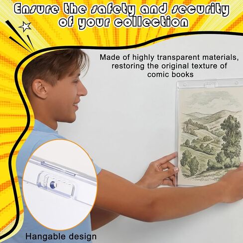 Novabright 2 Pack 12.24 x 7.52 Inch Magnetic Comic Book Clear Display Case, with 2 Vertical Foldable Stands, Comic Book Hard Protector Holders Shell UV Protection Board Wall Mounted, 2 Display Modes in Kuwait