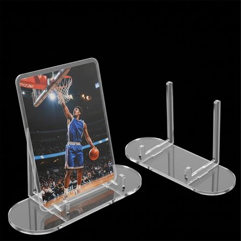 ElevateTech Trading Card Display Stand, 10 Pcs Acrylic Clear Acrylic Card-Holder for Sports Cards, Baseball Basketball Cards, Trading-Card Display, PSA Graded Card Stands for Badges and Medals in Kuwait