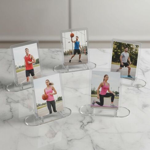 ElevateTech Trading Card Display Stand, 10 Pcs Acrylic Clear Acrylic Card-Holder for Sports Cards, Baseball Basketball Cards, Trading-Card Display, PSA Graded Card Stands for Badges and Medals in Kuwait