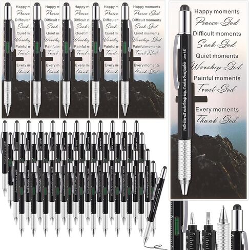 Sayglossy 24 Set 24 Set Christmas Gifts for Men 6 in 1 Multi Tool Pen Gift Church Multitool Pen Bulk with Bible Verse Bookmarks Screwdriver Motivational for Christmas Father's Day Gifts (Colorful) in Kuwait