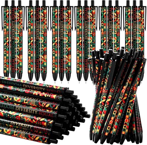 Sinload 200 Pcs Juneteenth Ballpoint Pens Bulk for Prizes Inspirational Geometric Dream Freedom Diversity Equal Pen for 1865 Happy Juneteenth Day African American Party Supplies in Kuwait