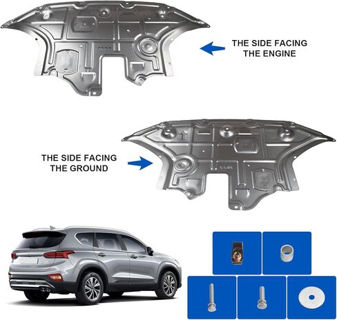 Front Engine Guard Mud Flaps w/Screw Hardware Compatible with 2019-2020 Hyundai Santa Fe Engine Splash Shield Under Car Shield Cover Board Manganese Steel in Kuwait