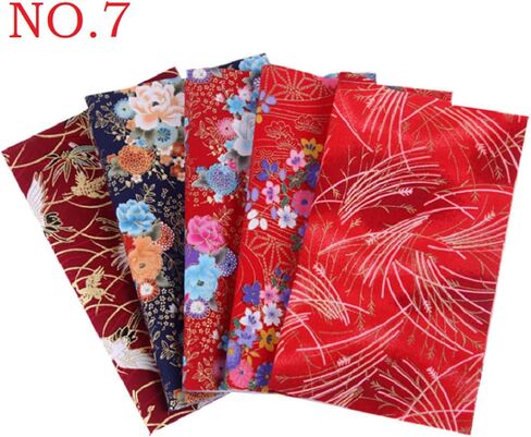 5 Pieces Red Japanese Washi Cotton Fabric Bundle, Gold Foil Print Quilting Squares, 7.87x9.84 Inches, for DIY Patchwork, Home Decor, Holiday Crafts in Kuwait