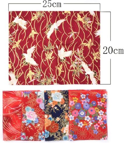 5 Pieces Red Japanese Washi Cotton Fabric Bundle, Gold Foil Print Quilting Squares, 7.87x9.84 Inches, for DIY Patchwork, Home Decor, Holiday Crafts in Kuwait