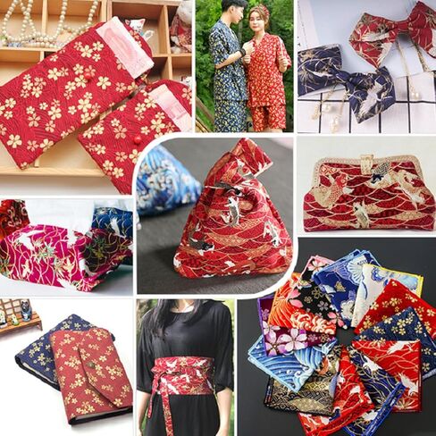 5 Pieces Red Japanese Washi Cotton Fabric Bundle, Gold Foil Print Quilting Squares, 7.87x9.84 Inches, for DIY Patchwork, Home Decor, Holiday Crafts in Kuwait