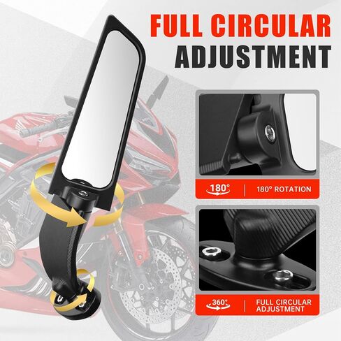 Stealth Motorcycle Mirrors Multi-Angle Adjustable Rearview Mirrors Compatible With Honda Suzuki Kawasaki Ninja 250 300 400 500 650 ZX6R CBR300R CBR500R CBR600RR GSXR 600 750 1000 in Kuwait