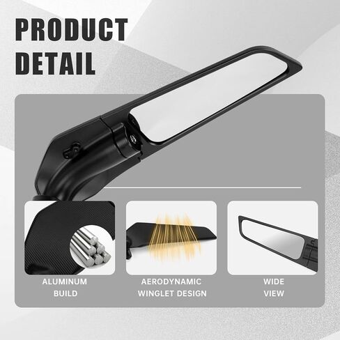 Stealth Motorcycle Mirrors Multi-Angle Adjustable Rearview Mirrors Compatible With Honda Suzuki Kawasaki Ninja 250 300 400 500 650 ZX6R CBR300R CBR500R CBR600RR GSXR 600 750 1000 in Kuwait