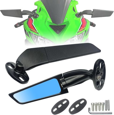 Motorcycle Mirrors Anti-glare Stealth Wind Wing Side Rearview Mirrors Compatible With Kawasaki Ninja 650 2025 Ninja 500 Ninja 400 300 2026 ZX6R ZX10R ZX4RR ZX4R GSXR 1000 600 750 in Saudi Arabia