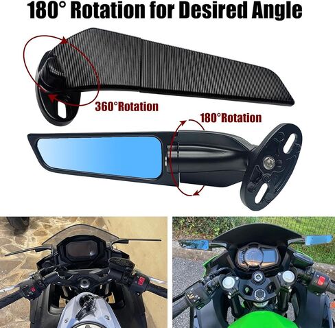 Motorcycle Mirrors Anti-glare Stealth Wind Wing Side Rearview Mirrors Compatible With Kawasaki Ninja 650 2025 Ninja 500 Ninja 400 300 2026 ZX6R ZX10R ZX4RR ZX4R GSXR 1000 600 750 in Saudi Arabia