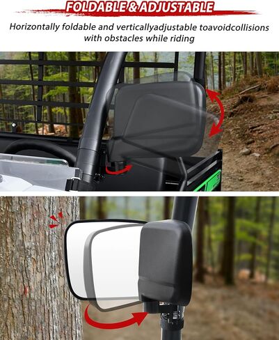 مرايا جانبية لـ Kawasaki Mule SX. مرايا رؤية خلفية أوسع محدبة وقابلة للتعديل مع دعامة لملحقات Kawasaki Mule SX SE XC LE FE 2017-2026، قطعتان in Saudi Arabia