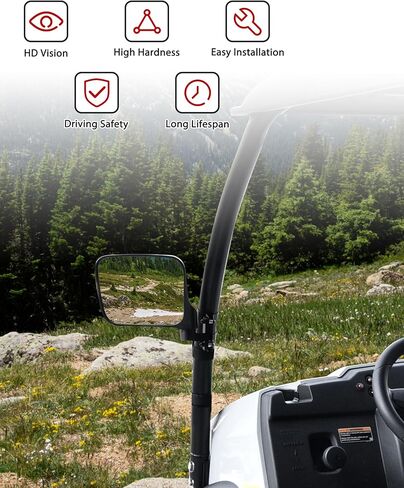 مرايا جانبية لـ Kawasaki Mule SX. مرايا رؤية خلفية أوسع محدبة وقابلة للتعديل مع دعامة لملحقات Kawasaki Mule SX SE XC LE FE 2017-2026، قطعتان in Saudi Arabia