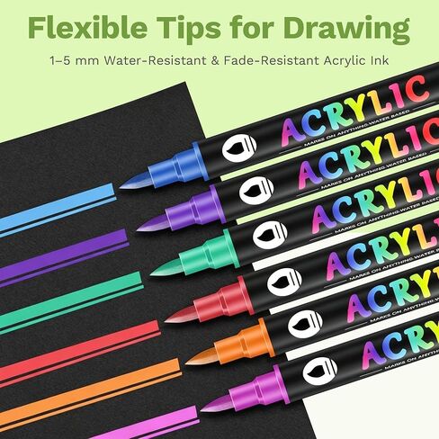 Acrylic Paint Markers, 24 Dual Tip Dual Color Paint Pens with 48 Colors, Quick Dry Acrylic Markers for Rock Painting, Wood, Canvas, Glass & DIY Crafts in Saudi Arabia