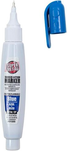 12 Pc Set Blue Super Met-Al Fine Tip Paint Marker Pens 1.4mm Stroke Fine Tip Metal Stone Rubber Glass Plastic for Industrial Auto Arts Trade in Kuwait