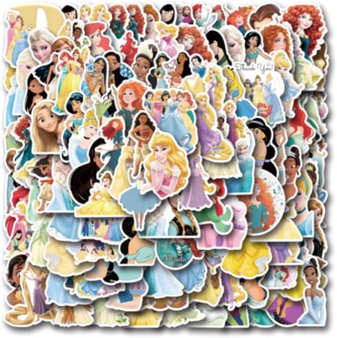 120pcs Princess Stickers for Kids,Vinyl Waterproof Princess Decal for Water Bottle Laptop Toy Sticker for DIY Decorate Bumper Phone Hard Hat Teens Gifts in Saudi Arabia