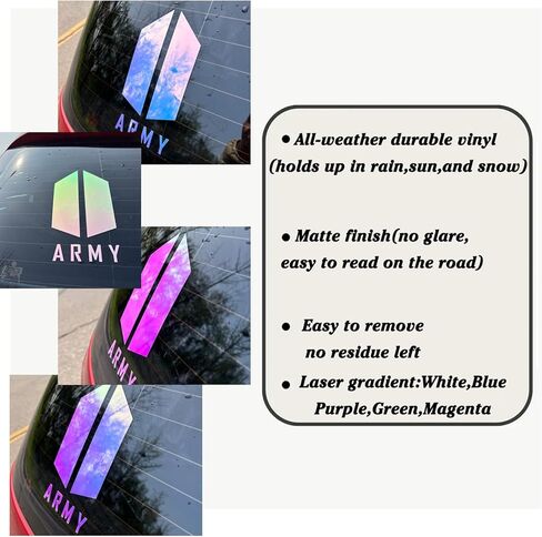 2Pcs Korean Idol Army Stickers Music Fans Stickers Holographic Vinyl Decals for Bumper,Laptop,Waterbottle,Truck in Saudi Arabia
