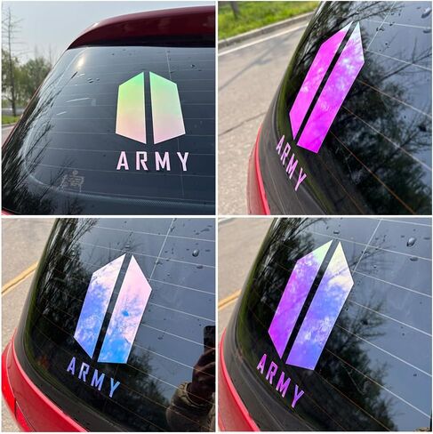 2Pcs Korean Idol Army Stickers Music Fans Stickers Holographic Vinyl Decals for Bumper,Laptop,Waterbottle,Truck in Saudi Arabia