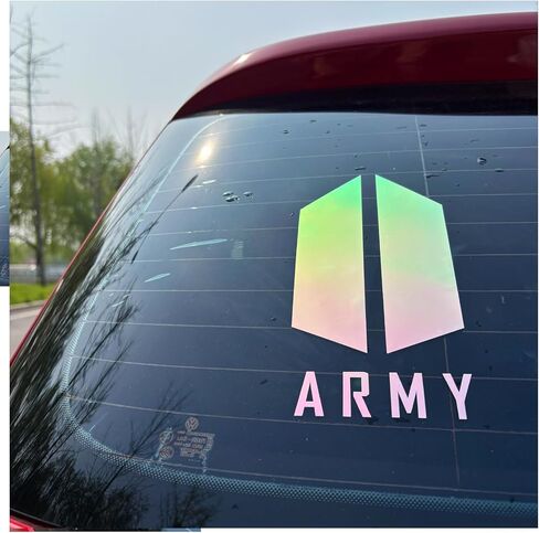 2Pcs Korean Idol Army Stickers Music Fans Stickers Holographic Vinyl Decals for Bumper,Laptop,Waterbottle,Truck in Saudi Arabia