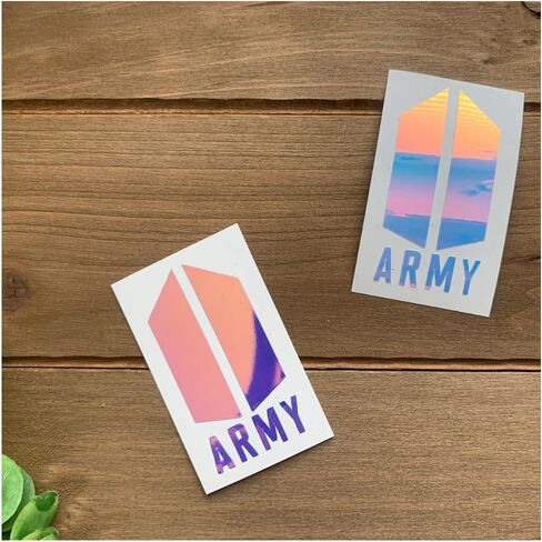 2Pcs Korean Idol Army Stickers Music Fans Stickers Holographic Vinyl Decals for Bumper,Laptop,Waterbottle,Truck in Saudi Arabia