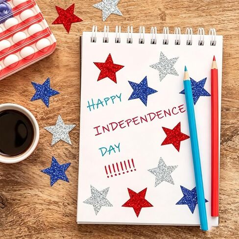500Pcs 4th of July Stickers Roll - Laser Star Shape Self-Adhesive Sealing USA Stickers, Red White Blue Patriotic Waterproof Decals for Fourth of July Summer Party Envelope Scrapbook Decor in Saudi Arabia