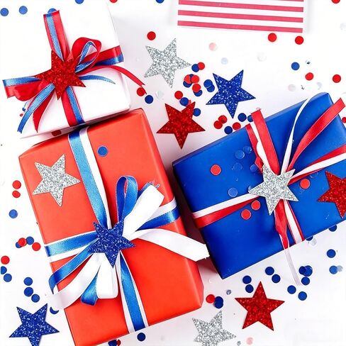 500Pcs 4th of July Stickers Roll - Laser Star Shape Self-Adhesive Sealing USA Stickers, Red White Blue Patriotic Waterproof Decals for Fourth of July Summer Party Envelope Scrapbook Decor in Saudi Arabia