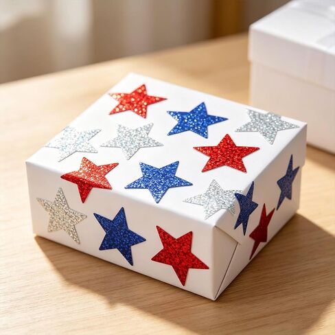 500Pcs 4th of July Stickers Roll - Laser Star Shape Self-Adhesive Sealing USA Stickers, Red White Blue Patriotic Waterproof Decals for Fourth of July Summer Party Envelope Scrapbook Decor in Saudi Arabia