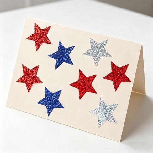 500Pcs 4th of July Stickers Roll - Laser Star Shape Self-Adhesive Sealing USA Stickers, Red White Blue Patriotic Waterproof Decals for Fourth of July Summer Party Envelope Scrapbook Decor in Saudi Arabia