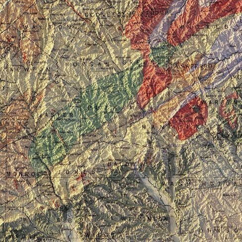 Muir Way Georgia 1939 Shaded Relief Map - Flat 2D Paper Print - Shaded 3D Illusion - Gallery Quality Fine Art Paper & Inks - 100% Cotton & Acid-Free - Made in USA - 22" x 24" 2D Print - No Frame in Saudi Arabia