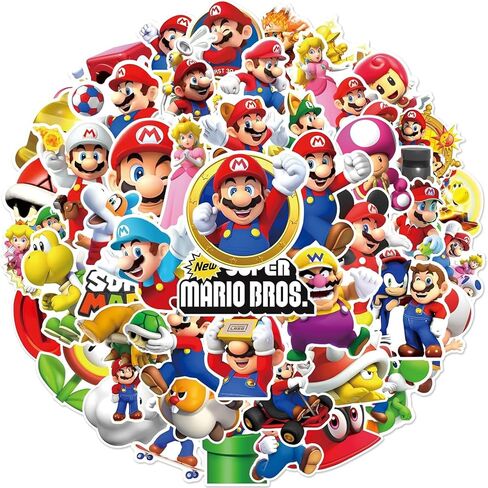 100Pcs Mario Sticker for Kids，Super Great Party Favors for Kids, Perfect for Goodie Bag Fillers, Birthday Decorations Gifts and Classroom Prizes for Boys & Girls (100Pcs Mar) in Saudi Arabia