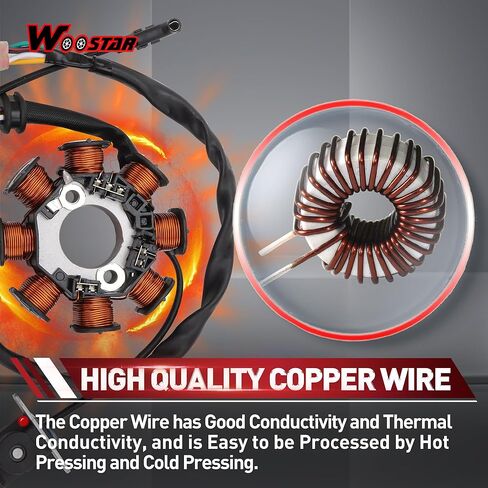WOOSTAR 8 Coil 4 Wire Magneto Stator Replacement for KLX150 KLX150L KLX150BF KLX150FHF KLX150L KLX150JHF KLX140 KLX140L KLX140G KLX125S KLX140S KLX150S KLX 140 KLX140A OEM 21003-0066 21003-0116 in Kuwait