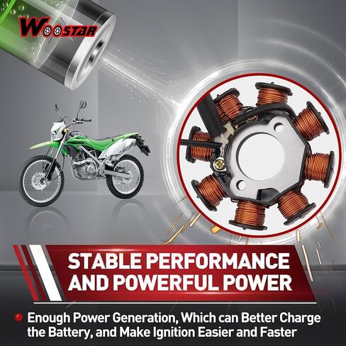 WOOSTAR 8 Coil 4 Wire Magneto Stator Replacement for KLX150 KLX150L KLX150BF KLX150FHF KLX150L KLX150JHF KLX140 KLX140L KLX140G KLX125S KLX140S KLX150S KLX 140 KLX140A OEM 21003-0066 21003-0116 in Kuwait
