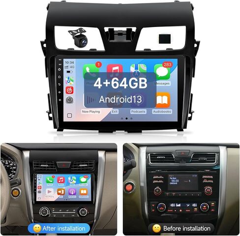 Leadfan Car Stereo for Nissan Altima Teana 2013-2015 Radio Replacement with Wireless CarPlay Android Auto, 10.1'' Touch Screen Built in Bluetooth GPS Navigation WiFi SWC Backup Camera MIC in Saudi Arabia