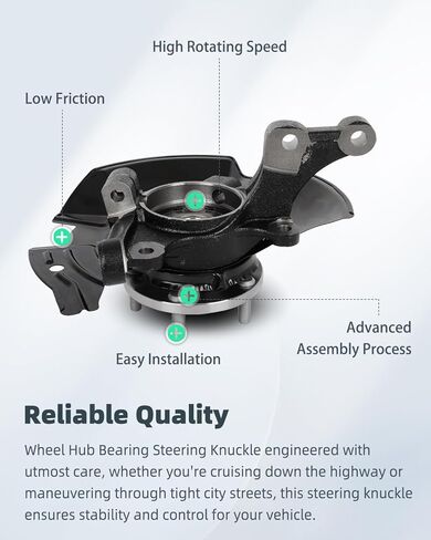 SCITOO 1 × مجموعة محور توجيه الجانب الأيمن الأمامي ومحمل العجلة 2011-2013 لشركة Hyundai Sonata، بدون تعليق رياضي، 698-464 2.4L in Kuwait