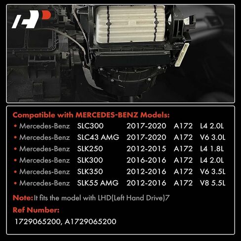 محرك منفاخ تسخين HVAC أمامي ممتاز متوافق مع مرسيدس بنز SLK250 2012-2015، SLK350 2012-2016، SLC300 2017-2020، SLK300 2016، SLC43 AMG 2017-2020، SLK55 AMG 2012-2016، مع قفص المروحة in Kuwait