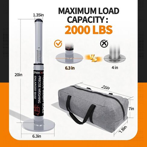 2000 Lbs Trailer Tongue Weight Scale,Heavy Duty Enlarged Base - 6.3'' Hitch Scale for Safe Towing, Weight Distribution Tool for Travel Trailers, Campers, Boats & Cargo Trucks, with Storage Bag in Kuwait