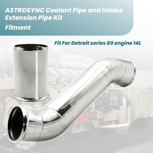 ASTROSYNC Coolant Pipe and Intake Extension Pipe Kit Silver Fit For Detroit Diesel Series 60 Engine 14L Replace 23505899 in Kuwait