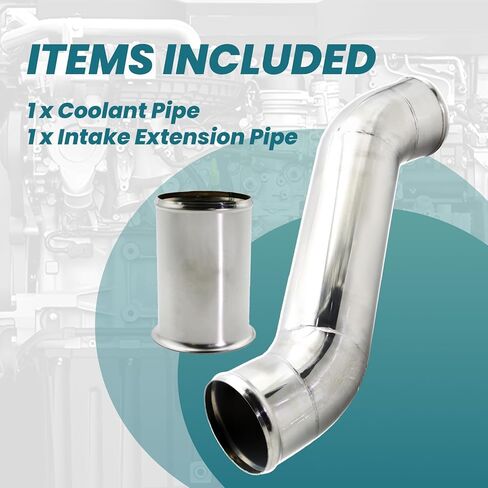 ASTROSYNC Coolant Pipe and Intake Extension Pipe Kit Silver Fit For Detroit Diesel Series 60 Engine 14L Replace 23505899 in Kuwait