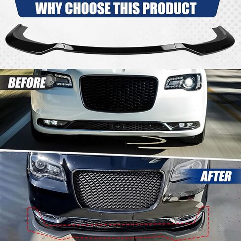 Fit for 2015-2023 Chrysler 300 Front Bumper Lip - C/S/Limited/Touring Edition 3-Piece Gloss Black Splitter Separator Kit, Air Chin Body Kit in Kuwait