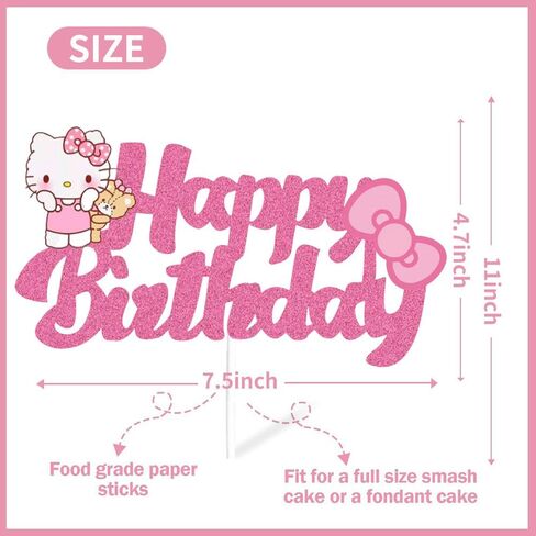 Cute Happy Birthday Cake Topper, Pink Birthday Cake Decorations, Cartoon Theme Party Cake Decorations Supplies in Saudi Arabia