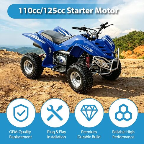 EOPOAYI 3 Bolt Starter Motor Kit Compatible with Taotao Coolster 110cc 125cc Apollo Kazuma Baja SSR Roketa Sunl 50cc Engine 70cc 90cc Dirt Bike Chinese 4-Stroke ATV Quad 4 Wheeler Go Kart Parts Black in Kuwait