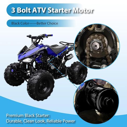 EOPOAYI 3 Bolt Starter Motor Kit Compatible with Taotao Coolster 110cc 125cc Apollo Kazuma Baja SSR Roketa Sunl 50cc Engine 70cc 90cc Dirt Bike Chinese 4-Stroke ATV Quad 4 Wheeler Go Kart Parts Black in Kuwait