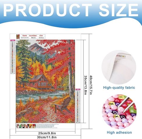 MVVMTOP Diamond Painting Kit for Adults 5D DIY Forest Cottage Full Drill Round Diamond Art Kits for Beginners Crystal Rhinestone Embroidery Painting Home Wall Decor Gift in Kuwait