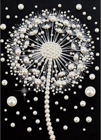 Stalente Pearl Diamond Painting Kits for Adults Dandelion, 5D Special Shape Diamond Art Kits for Beginners, Crystal Rhinestones Diamond Painting for Home Wall Decoration Gift 12×16inch, Flower in Kuwait