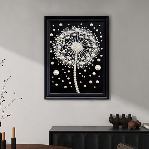 Stalente Pearl Diamond Painting Kits for Adults Dandelion, 5D Special Shape Diamond Art Kits for Beginners, Crystal Rhinestones Diamond Painting for Home Wall Decoration Gift 12×16inch, Flower in Kuwait