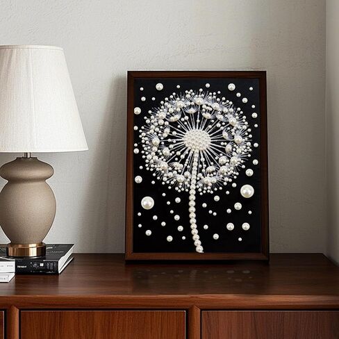 Stalente Pearl Diamond Painting Kits for Adults Dandelion, 5D Special Shape Diamond Art Kits for Beginners, Crystal Rhinestones Diamond Painting for Home Wall Decoration Gift 12×16inch, Flower in Kuwait