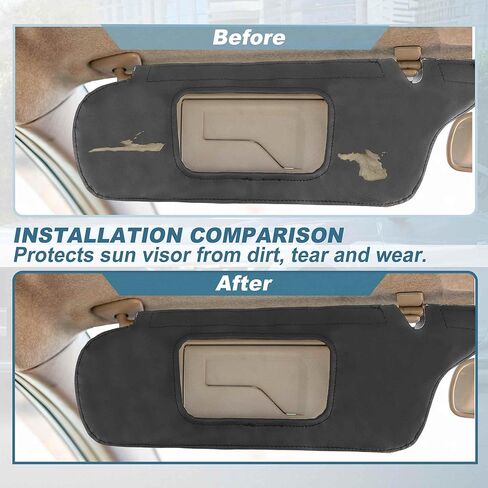 Sun Visor Cover for Ford for Mustang 1994-2004, Vinyl Leather Trim, Car Sunvisor Protector Covering, Left and Right Side, Anti-Scratch, Black, 2 Pcs in Kuwait