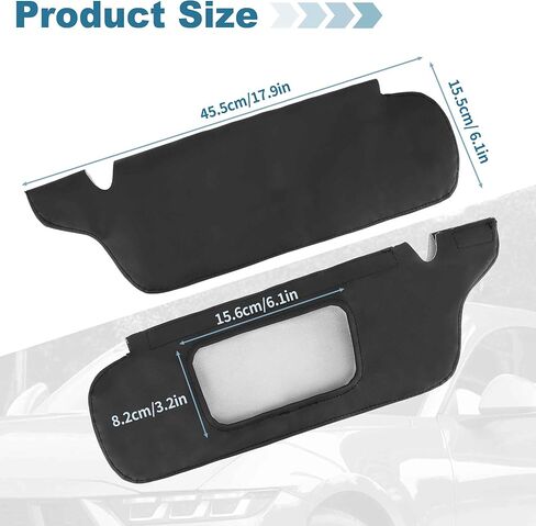 Sun Visor Cover for Ford for Mustang 1994-2004, Vinyl Leather Trim, Car Sunvisor Protector Covering, Left and Right Side, Anti-Scratch, Black, 2 Pcs in Kuwait