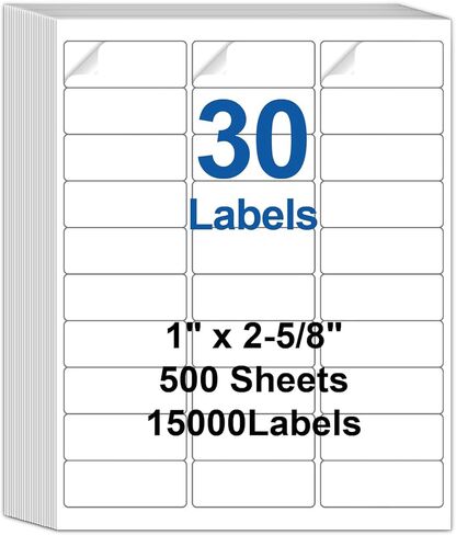 30 Up Labels 1" x 2-5/8" Shipping Address Labels for Laser/Inkjet Printers, 500 Sheets 15000 Pcs Self Adhesive 30 pet Sheet Return Address Mailing Label Stickers in Saudi Arabia
